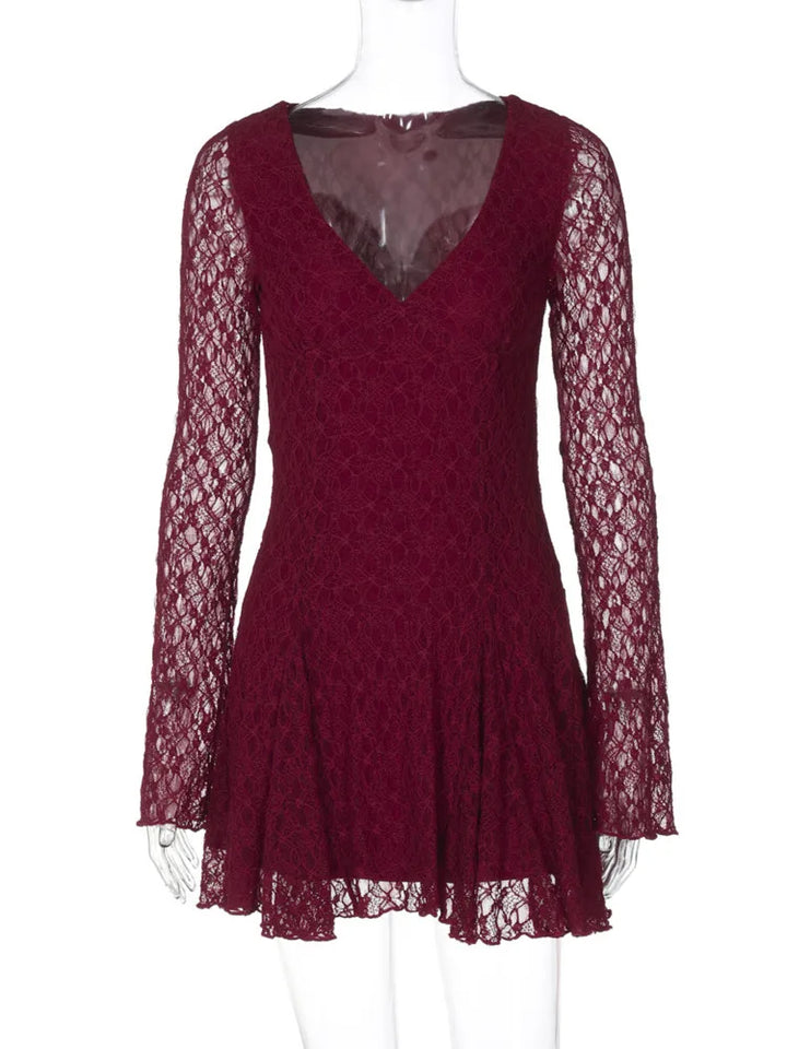 Ruffled Lace Mini Dress - Galina