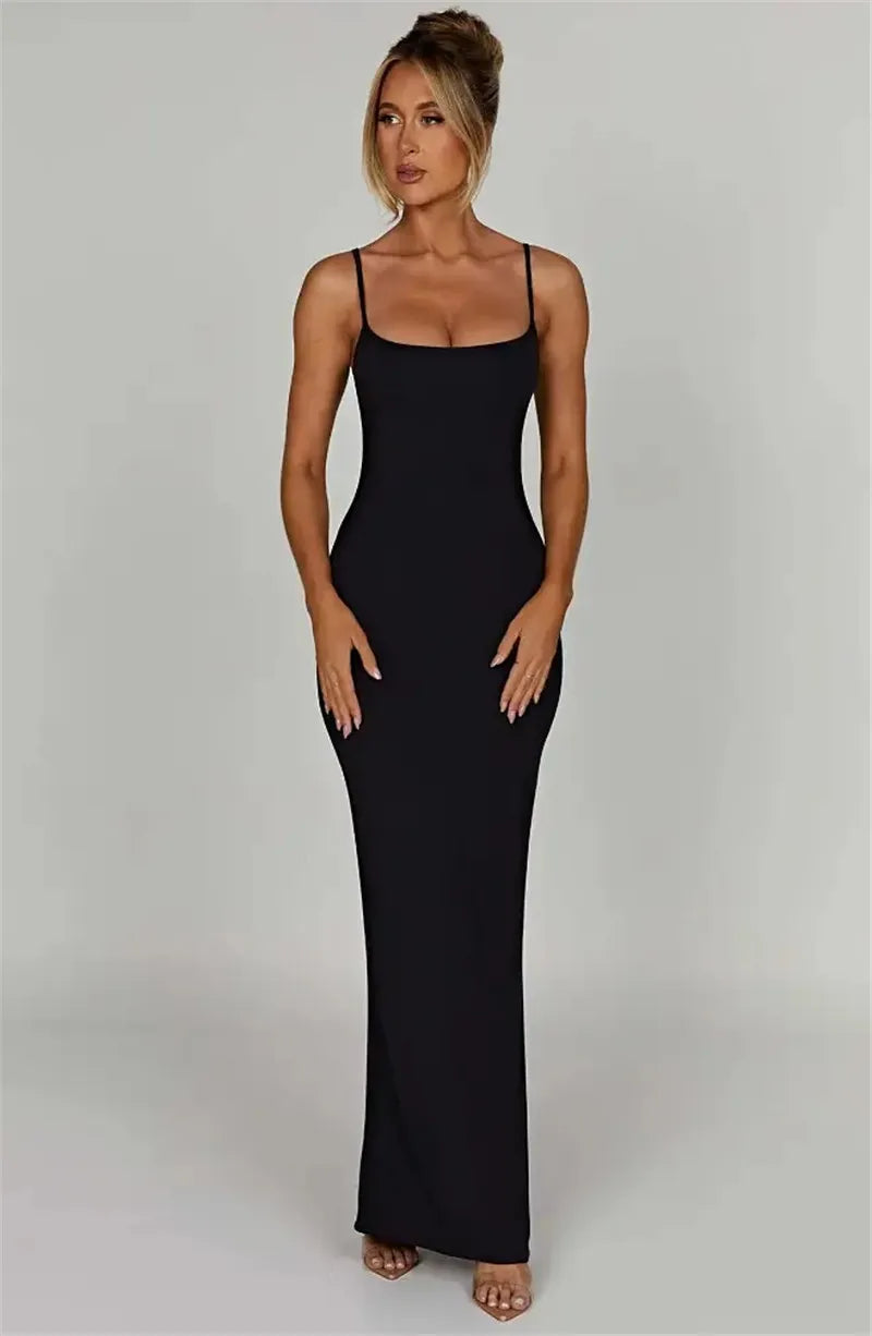 Fitted maxi dress with shaping fabric - Jordi