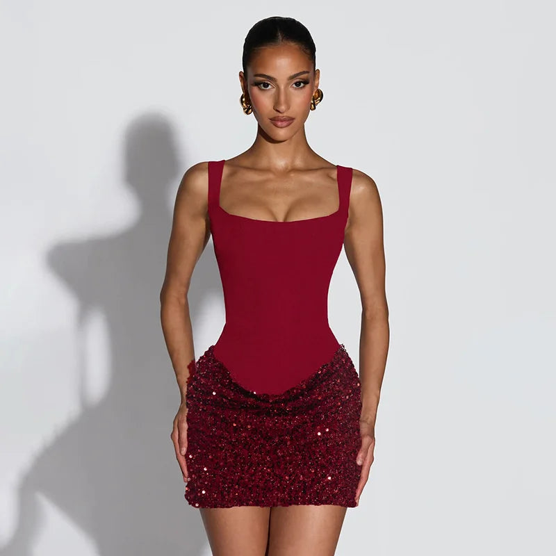 Mini Dress with Sequin Design - Rozan