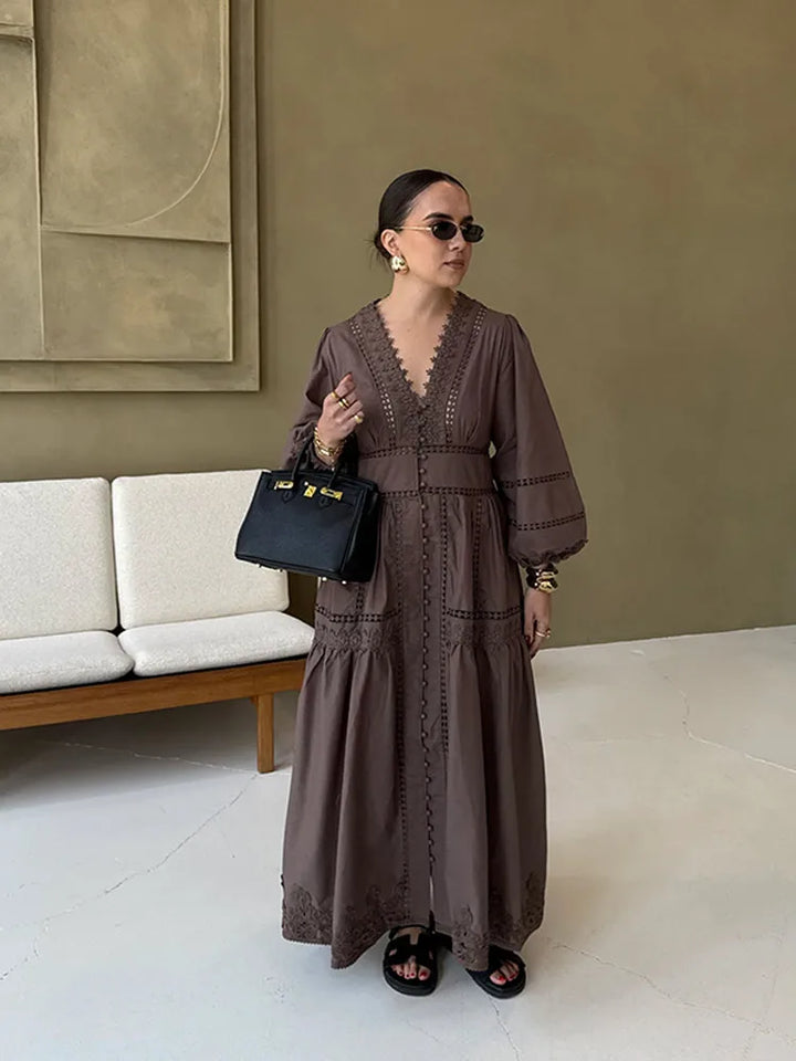 Maxi dress with ruffles and button decoration - Raya