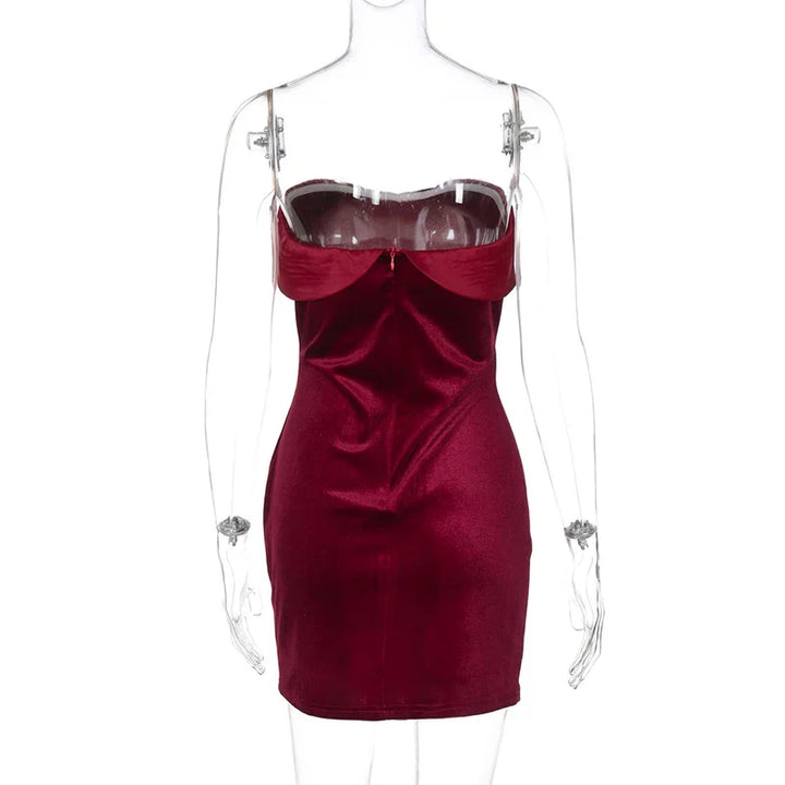 Velvet Strapless Mini Dress - Dorin
