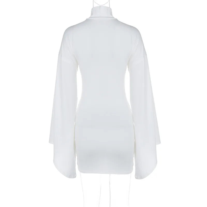 Golf Mini Dress with Belt Detail and Puff Sleeves - Moral