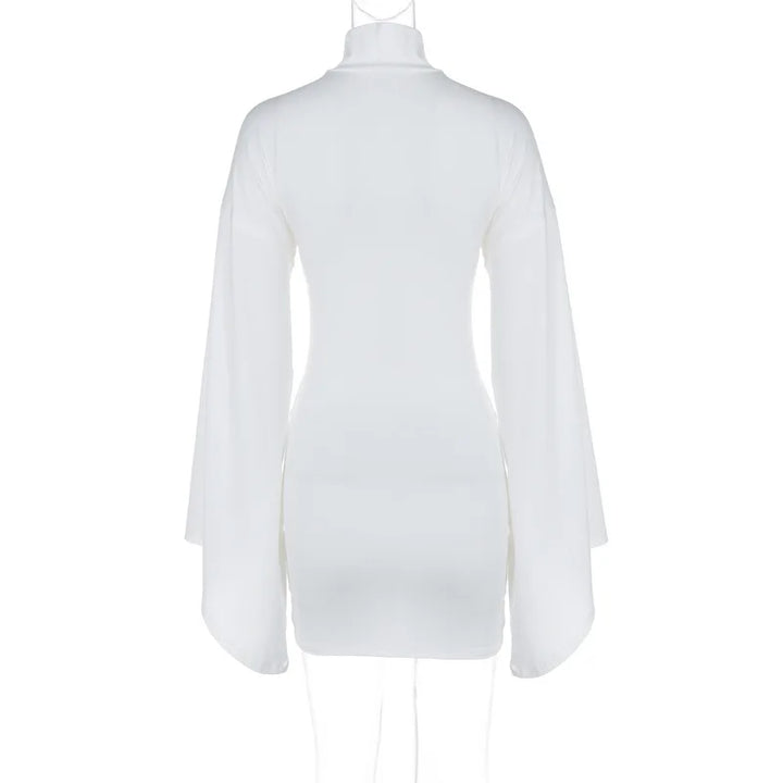 Golf Mini Dress with Belt Detail and Puff Sleeves - Moral