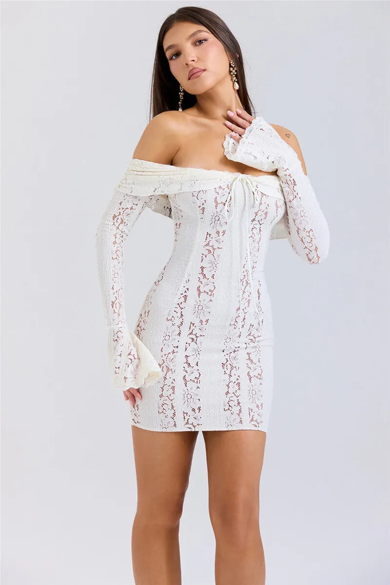 Off-Shoulder Lace Mini Dress - Maria