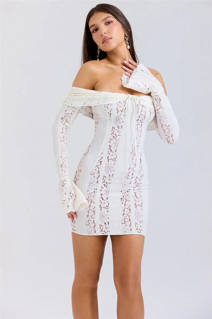 Off-Shoulder Lace Mini Dress - Maria