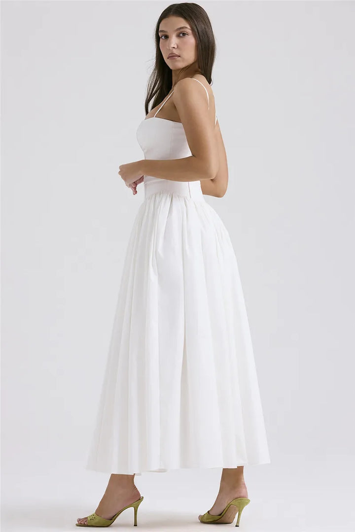Country Style Maxi Dress with A-Line and Spaghetti Straps - Joelle