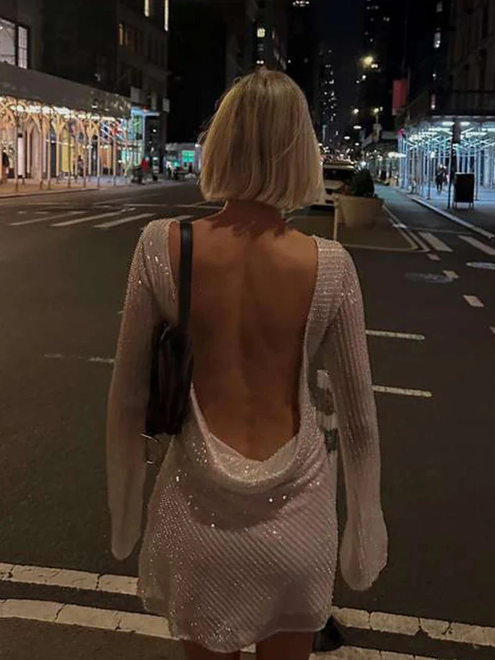 Mini sequin dress with open back - SOL