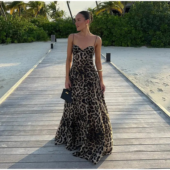 Leopard Print A-Line Maxi Dress - Milani