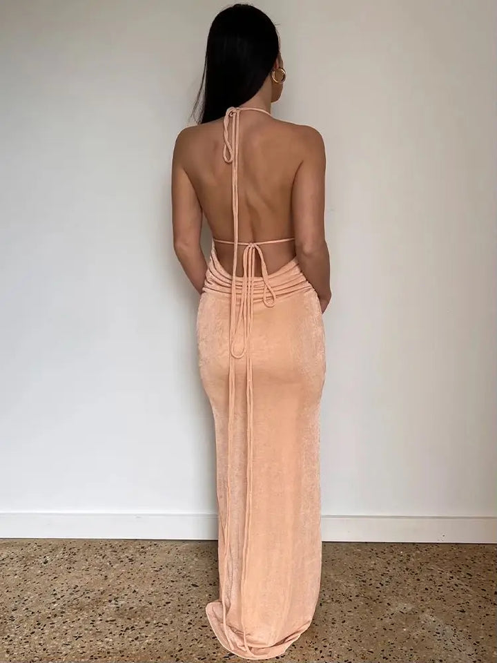Elegant maxi dress with open back - Nicola
