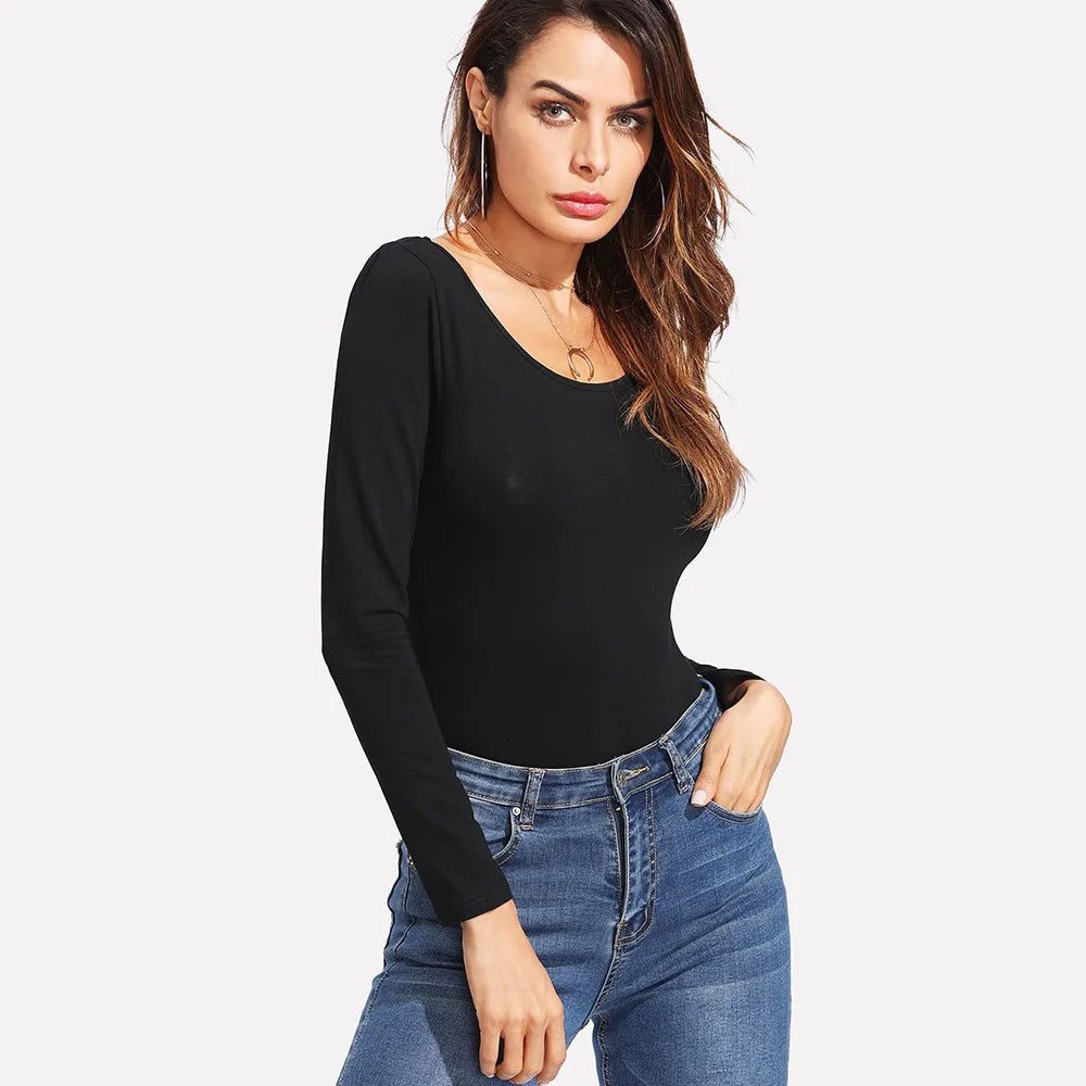 Fitted Bodysuit with Open Back - Naomi