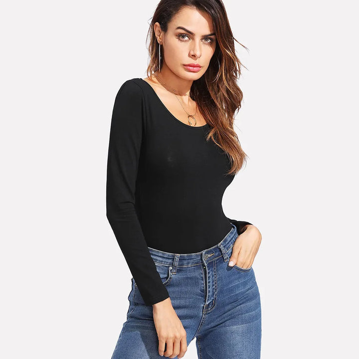 Fitted Bodysuit with Open Back - Naomi