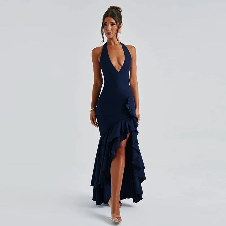 Maxi Dress with Ruffle and Open Back - Rosalina