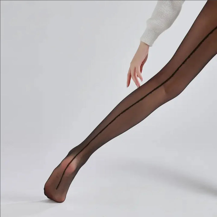 Thin transparent tights with stripe design