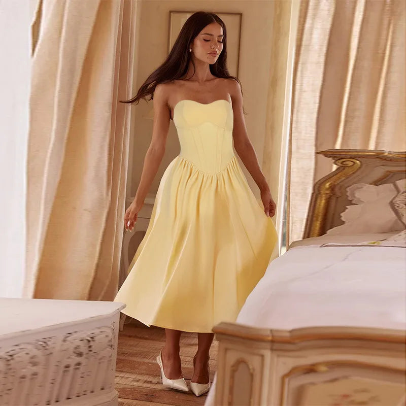 Midi strapless A-line dress - Sol