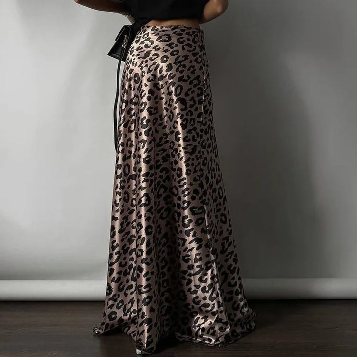 Leopard print satin maxi skirt - TAY