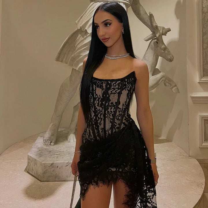 Strapless Lace Mini Dress - Orina