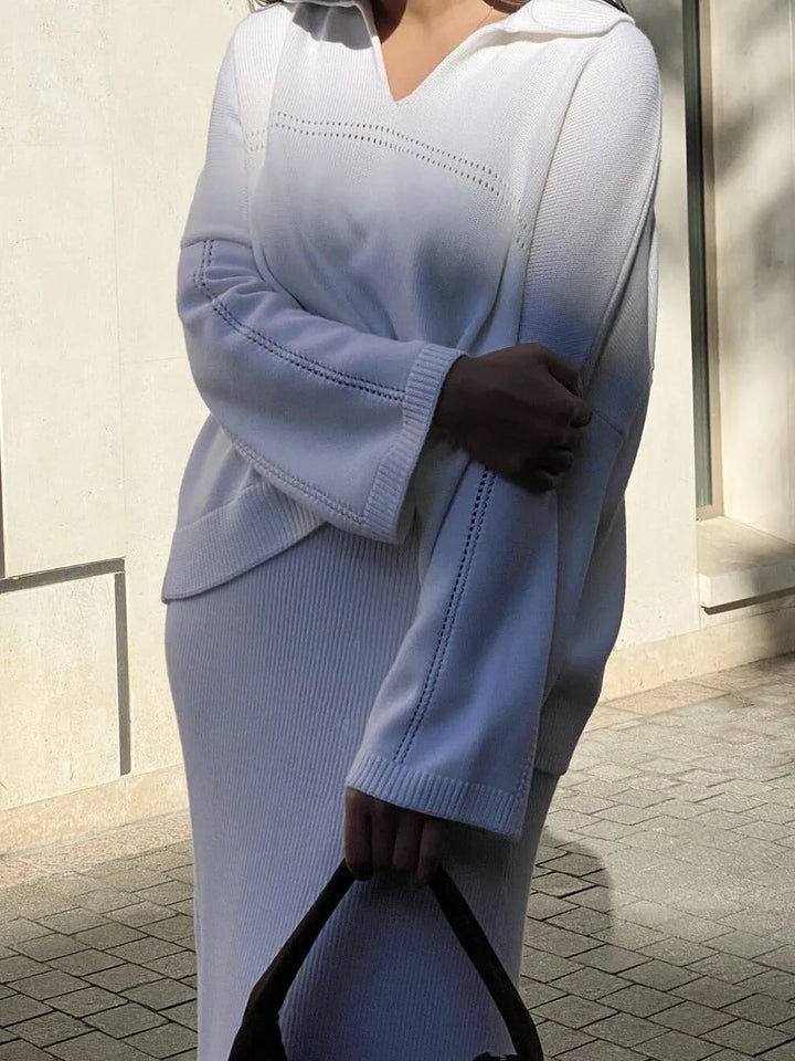 Loose two-piece knitted set maxi skirt and top - Shilav