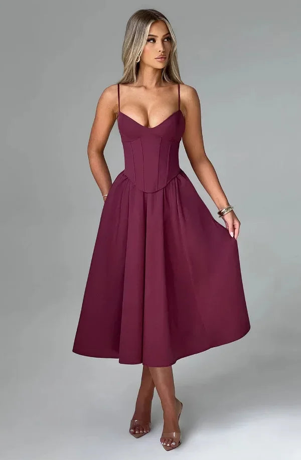 Midi Dress with A-Line and Classic Design - Nataly