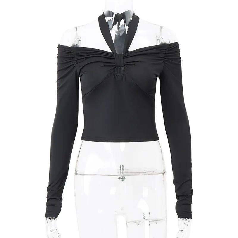 Tight Long Sleeve Shirt with Neck Tie - Penelope