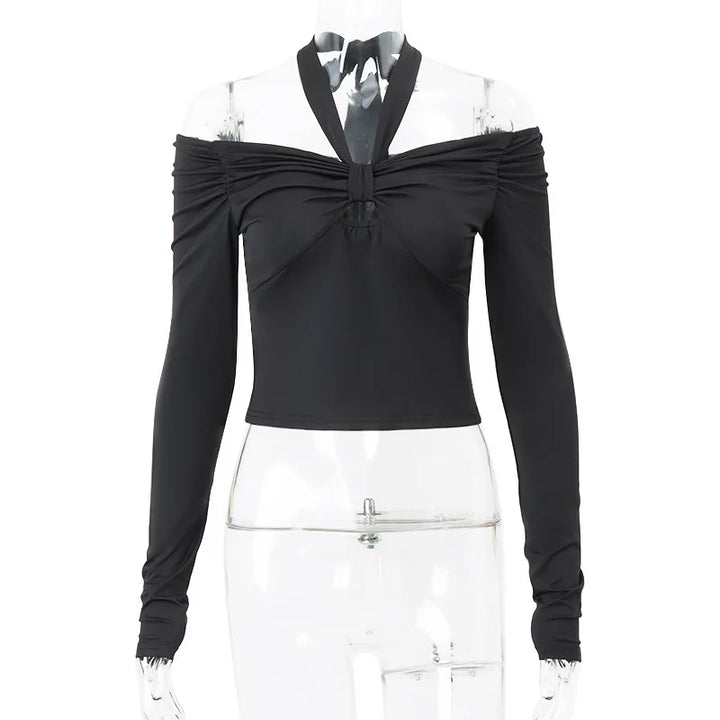 Tight Long Sleeve Shirt with Neck Tie - Penelope