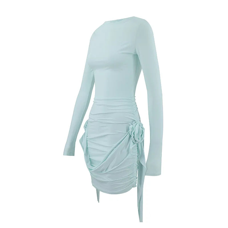 Mini dress with floral appliqué and ruffles - Orala