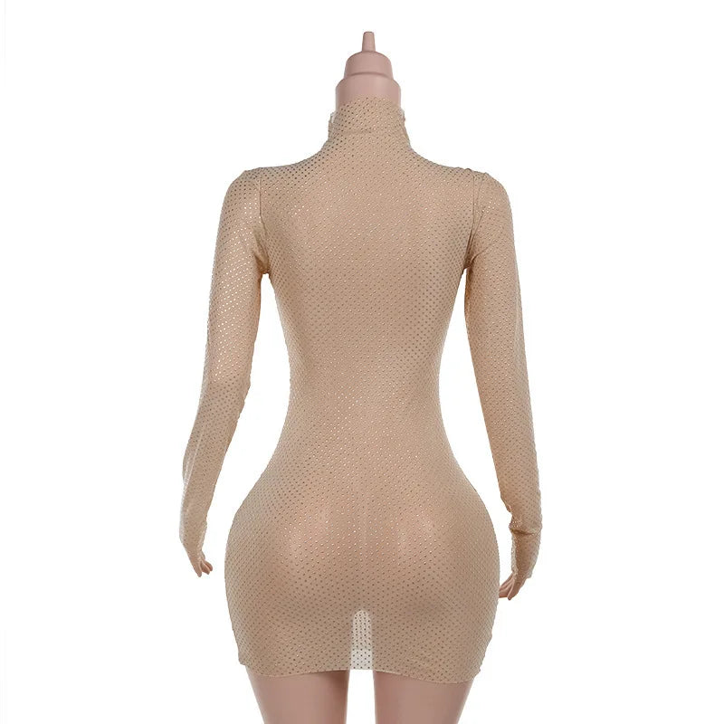 Bodycon Mini Dress with Sparkling Sequin Tassels in Golf Cut - Cardi