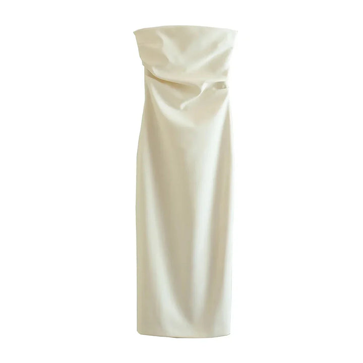 Strapless Midi Dress with Pleated Design - Emmy