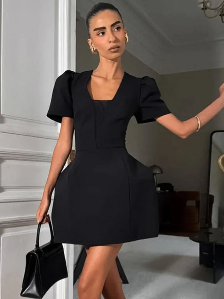 Tailored mini dress in A-line cut - FELISIANA