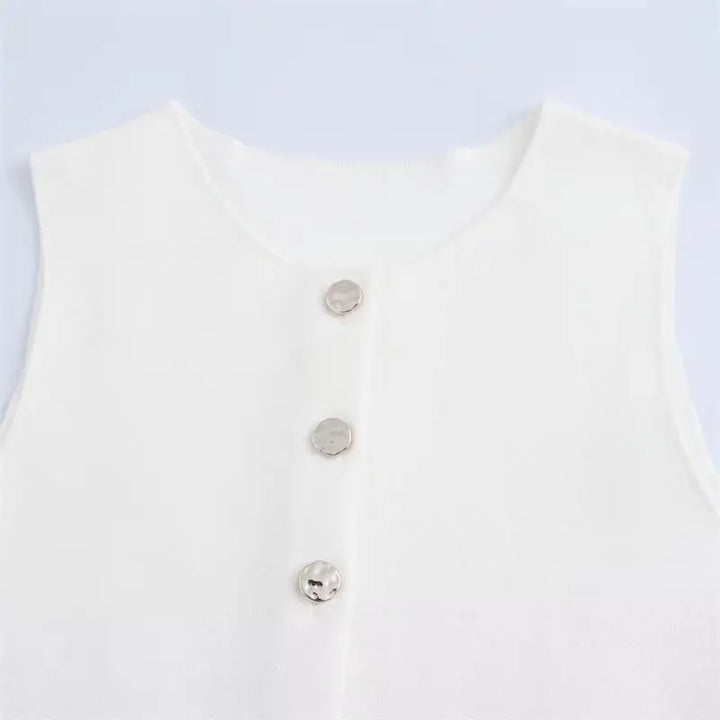 Two-Piece Knit Set with Buttoned Vest and Maxi Skirt - Polina