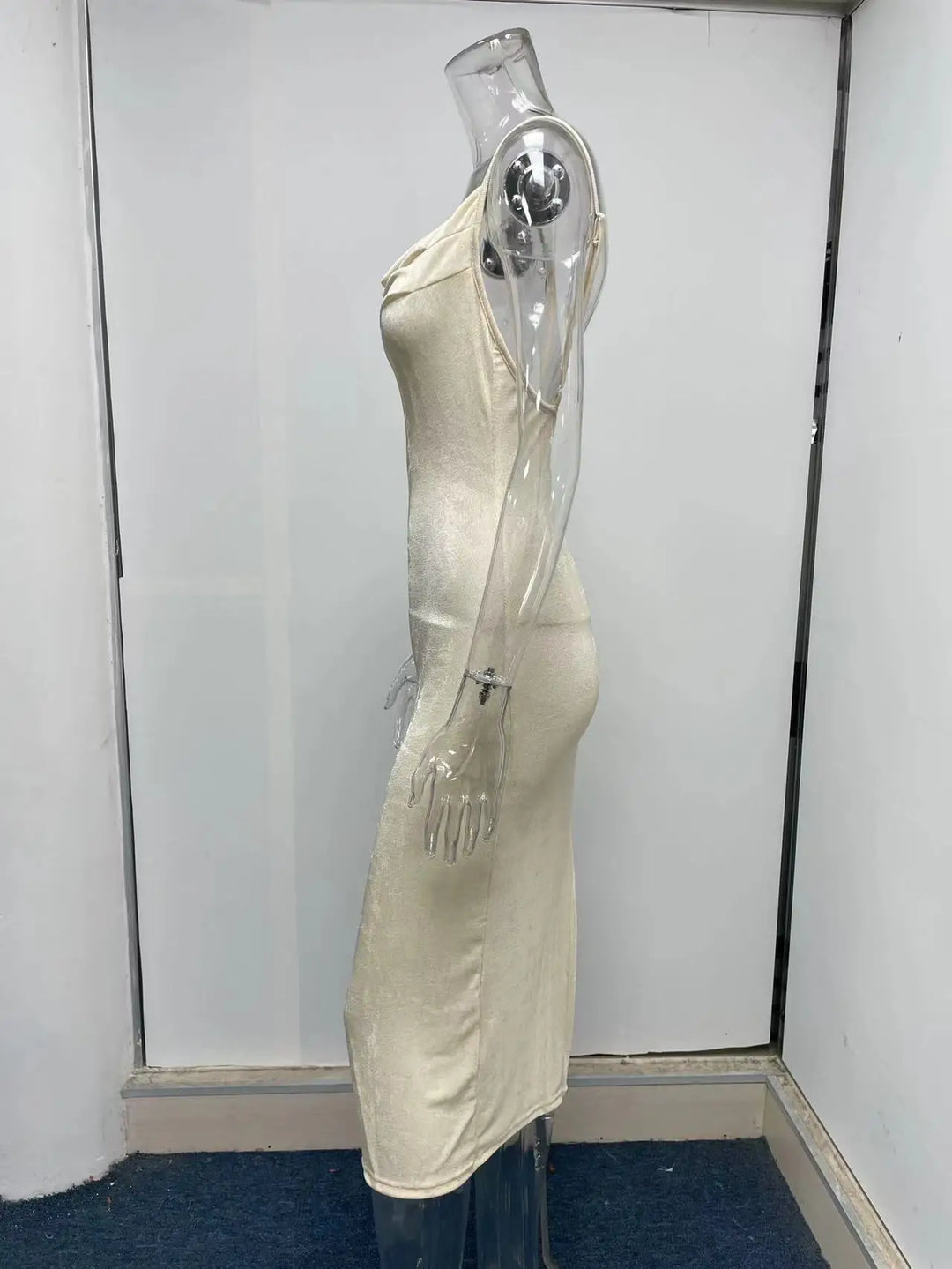 Summer midi knitted dress with slit decoration - Smile
