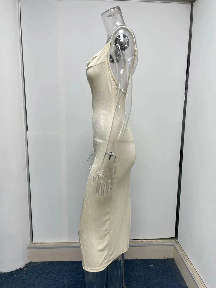 Summer midi knitted dress with slit decoration - Smile