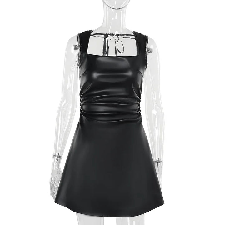 A-Line Faux Leather Mini Dress - Carol