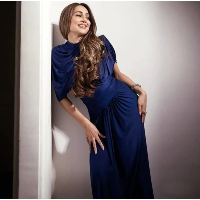 Luxurious Maxi Dress with Pleated Design - Amanda