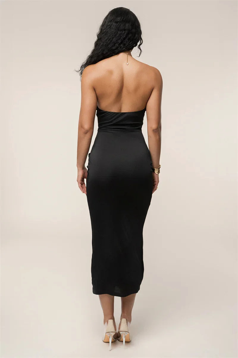 Fitted midi dress with chain and buckle cutout detail - John