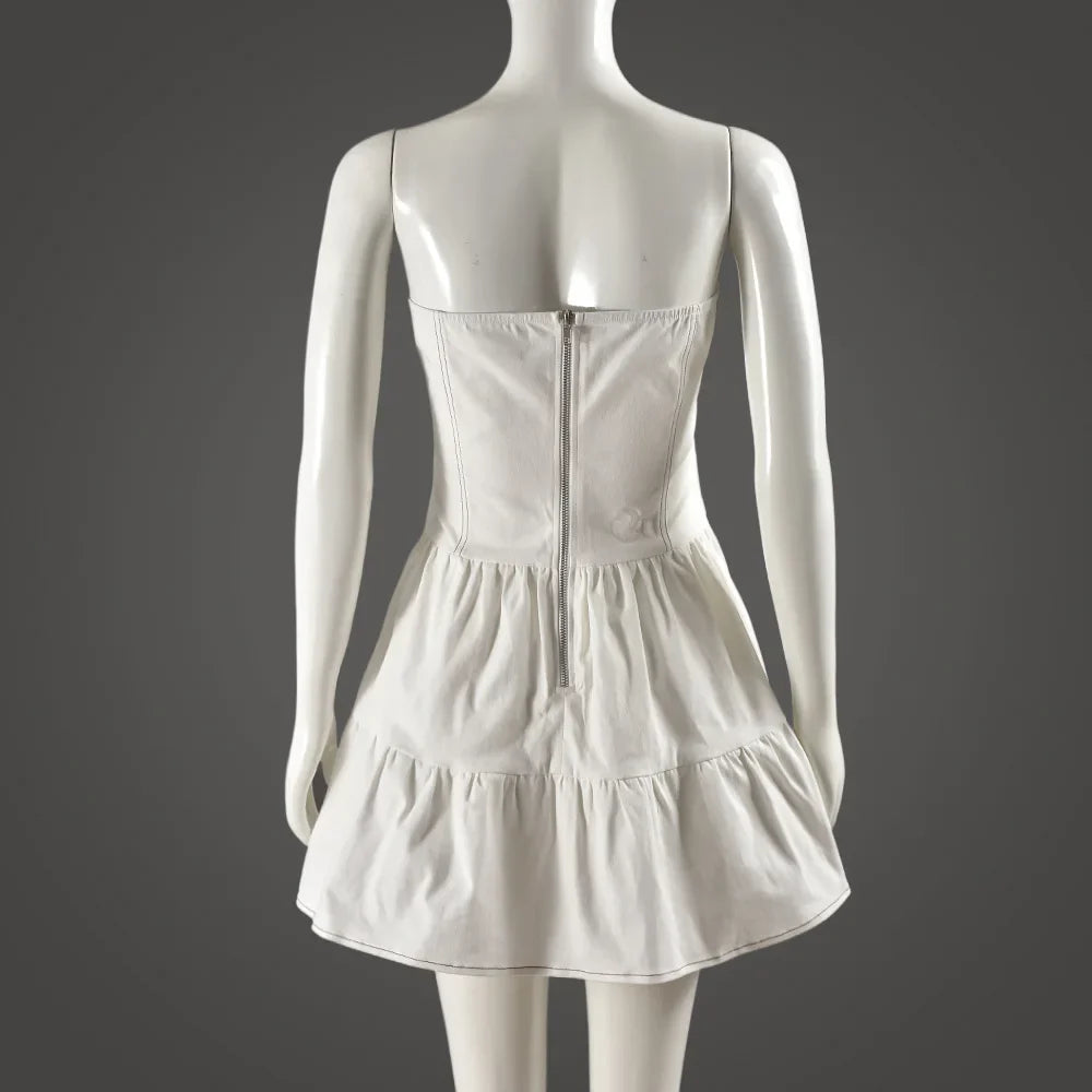 Strapless ruffled denim mini dress - Shirael