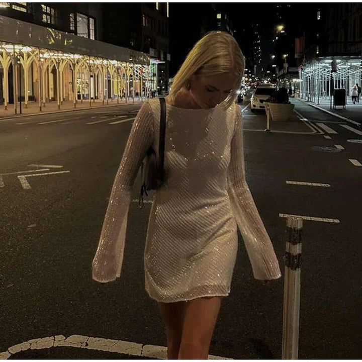 Mini sequin dress with open back - SOL