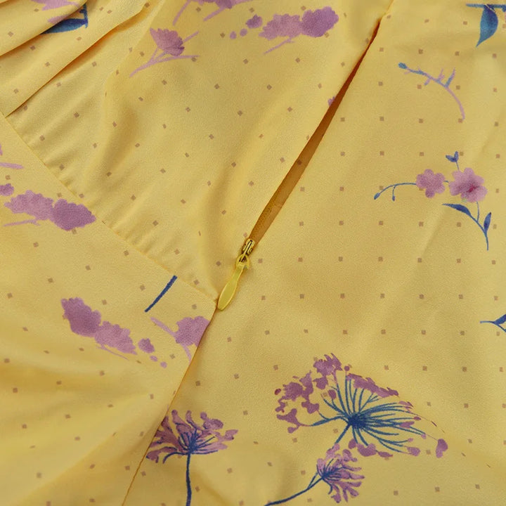 Maxi Satin Dress with Floral Print Detail - Baylee
