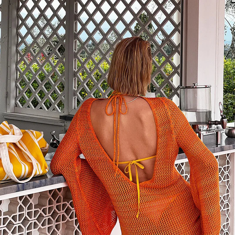 Mesh Mini Dress with Open Sleeves - Lina