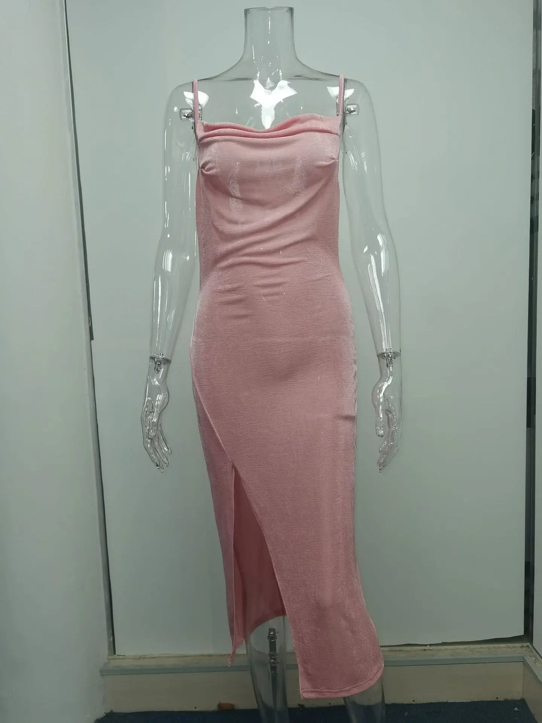 Summer midi knitted dress with slit decoration - Smile