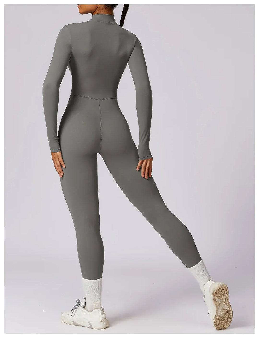 Short/long sporty fitted jumpsuit with shaping fabric and zipper closure - Andi