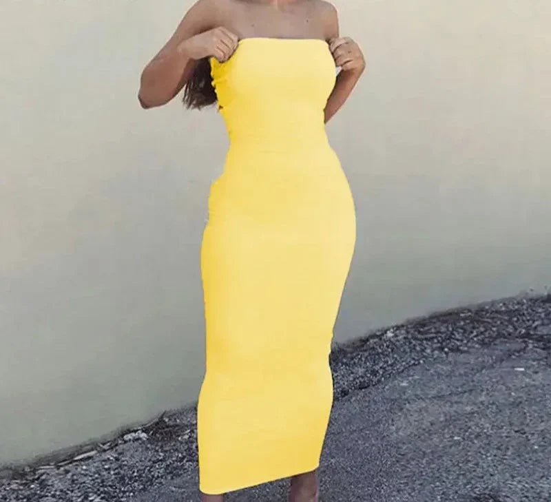 Fitted Strapless Midi Dress in Shaping Fabric - Or Li