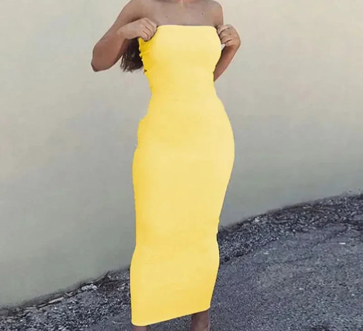 Fitted Strapless Midi Dress in Shaping Fabric - Or Li