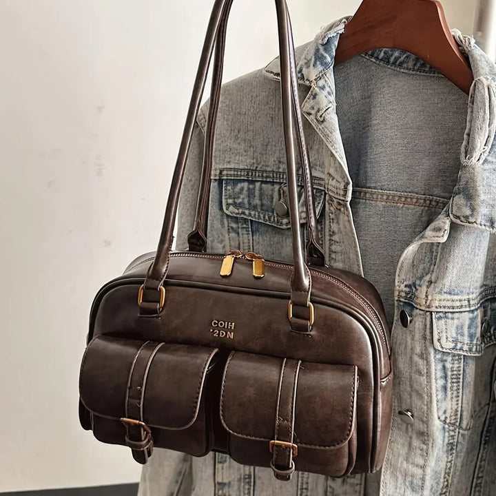 תיק דמוי עור בעיצוב וינטג' בעיטור אקססוריז