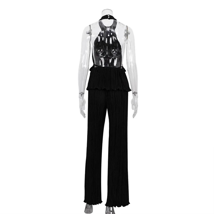Two-Piece Crepe Suit with Long Pants and Shirt - Milan