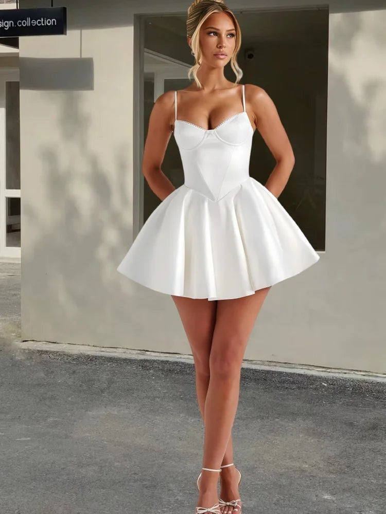 A-line Satin Mini Dress - Tiffany