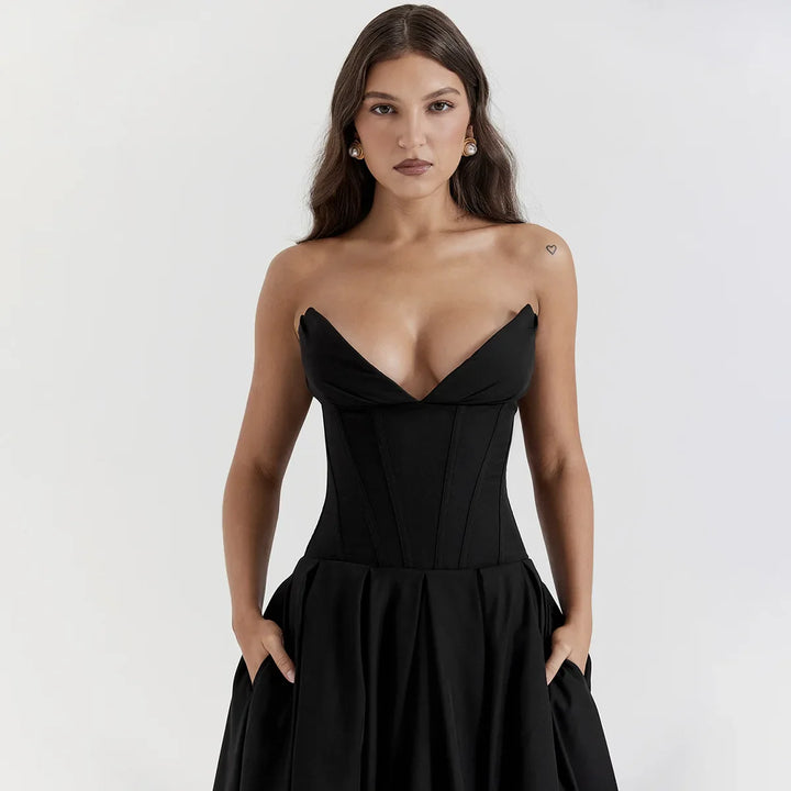 Strapless Midi Dress with Pockets - Fanny