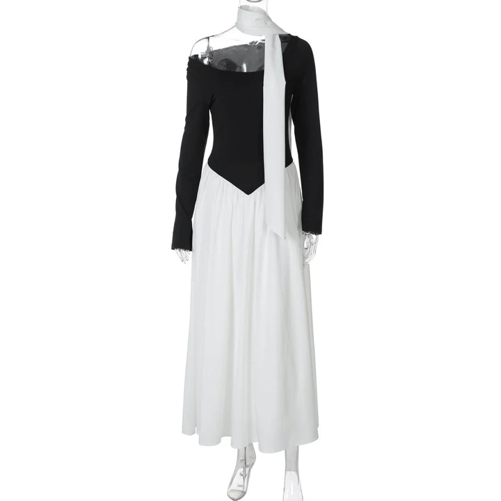 Maxi Dress with Scarf Decoration - NESSIA