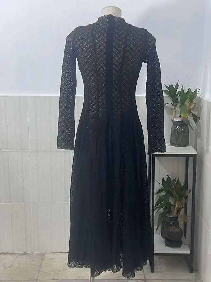 Elegant evening maxi dress with woven A-line design - Libby