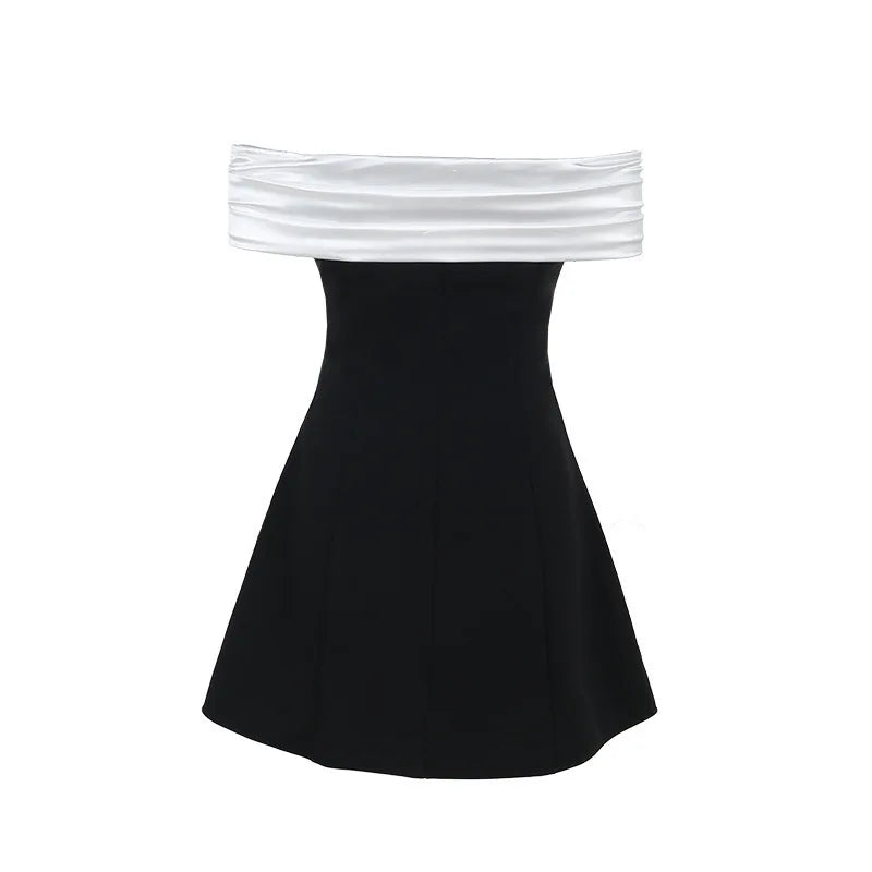 Mini dress with satin off-shoulder straps - Sia