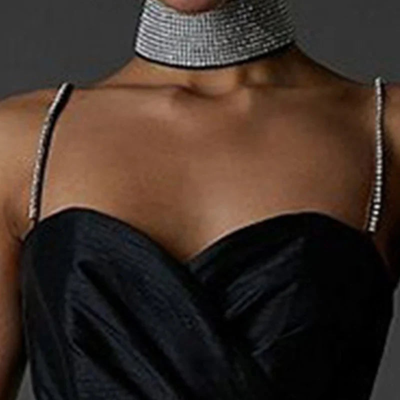 A-Line Satin Mini Dress with Sequin Straps - Miel